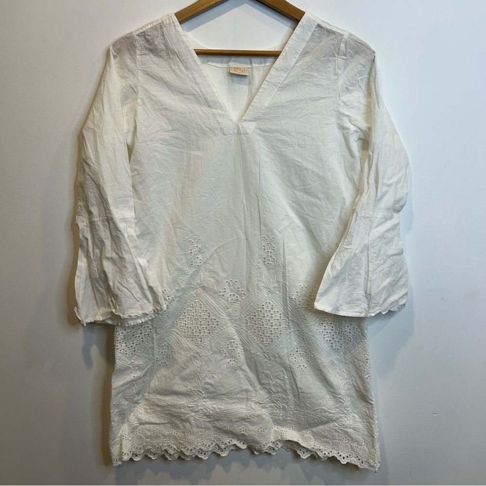 Malai Swimwear Bathing Suit Cover Up Eyelet Dress Cotton White